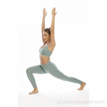 Soutien esportivo feminino e calças legging macacão de ioga